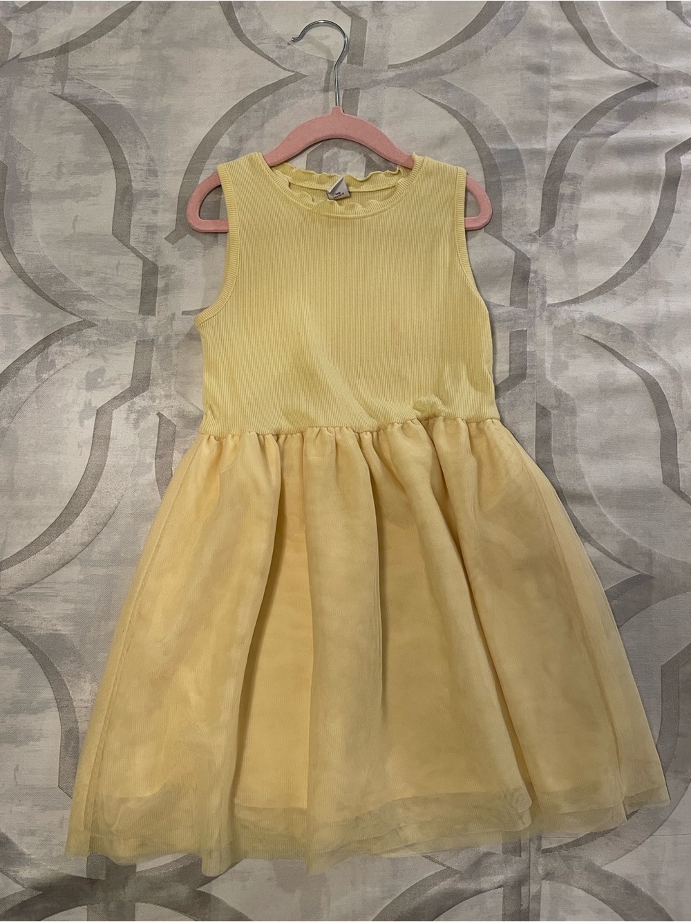 Girls' Yellow Fit & Flare Sleeveless Tulle Dress